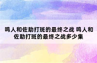 鸣人和佐助打斑的最终之战 鸣人和佐助打斑的最终之战多少集